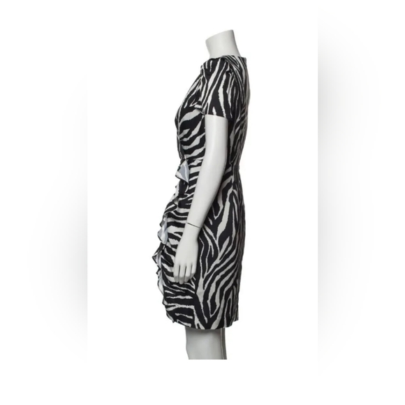 MILLY Zebra Anymal Printed Knee-Length Faux Wrap Dress NWT Size US 4 Small - Picture 3 of 4